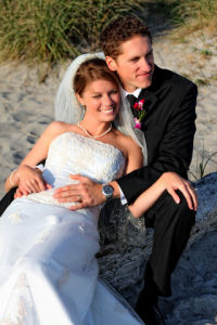 Bride and Groom on Beach